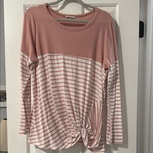 Striped Pink and White Women's Top